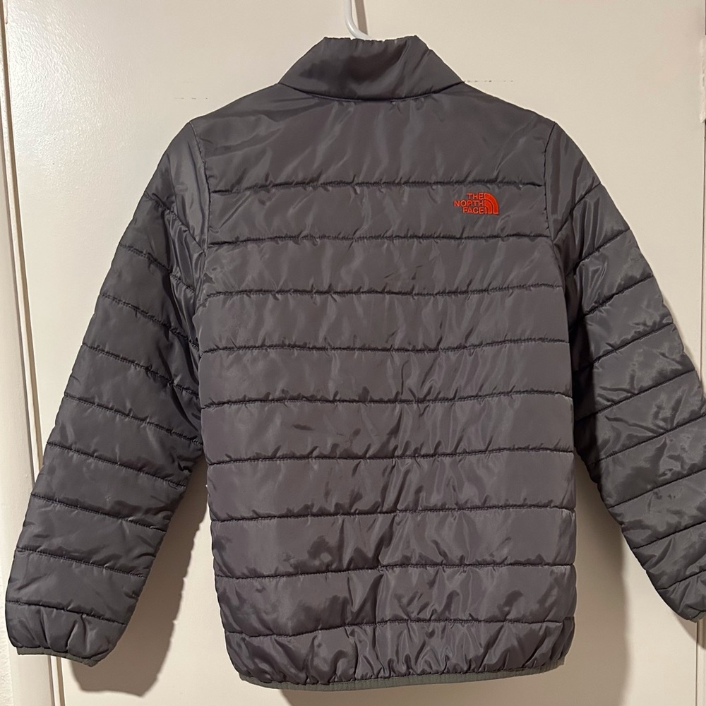 The North Face Gray Puffer Jacket with Orange Accents, Boys Size Large 14/16 - Picture 3 of 4